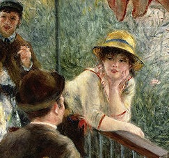 A snippet from Renoir's 'Luncheon of the Boating Party' taken out 							of context and moved.