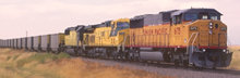 Locomotives hauling coal